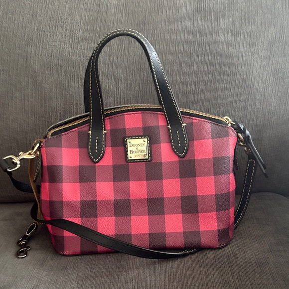 Dooney & Bourke Handbags - Dooney & Bourke Pink and Black Checkered Satchel